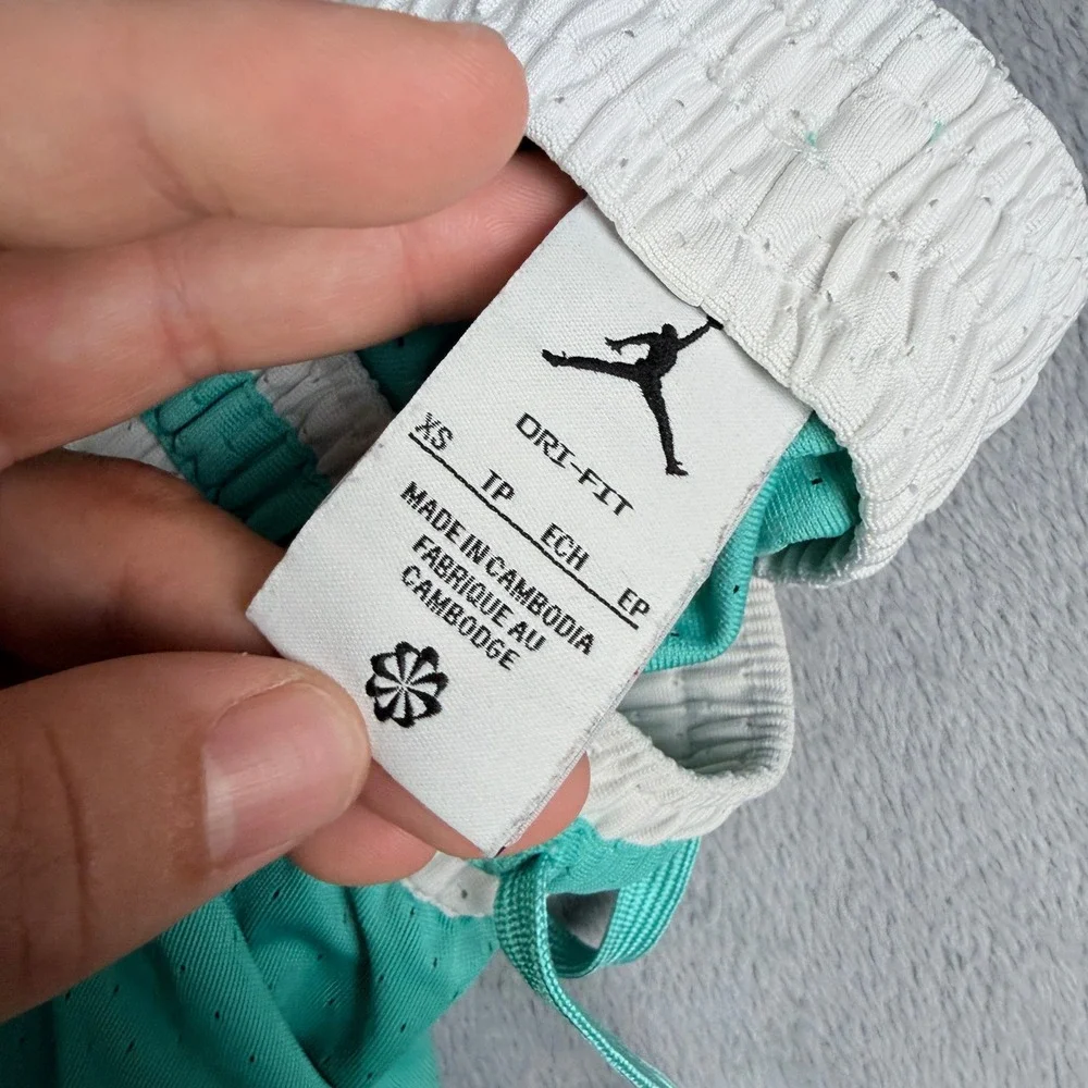 Jordan Dri-FIT Diamond Mesh Basketball Shorts Teal White HF9910-392 Mens XS
